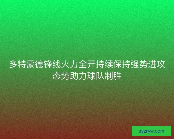 多特蒙德锋线火力全开持续保持强势进攻态势助力球队制胜
